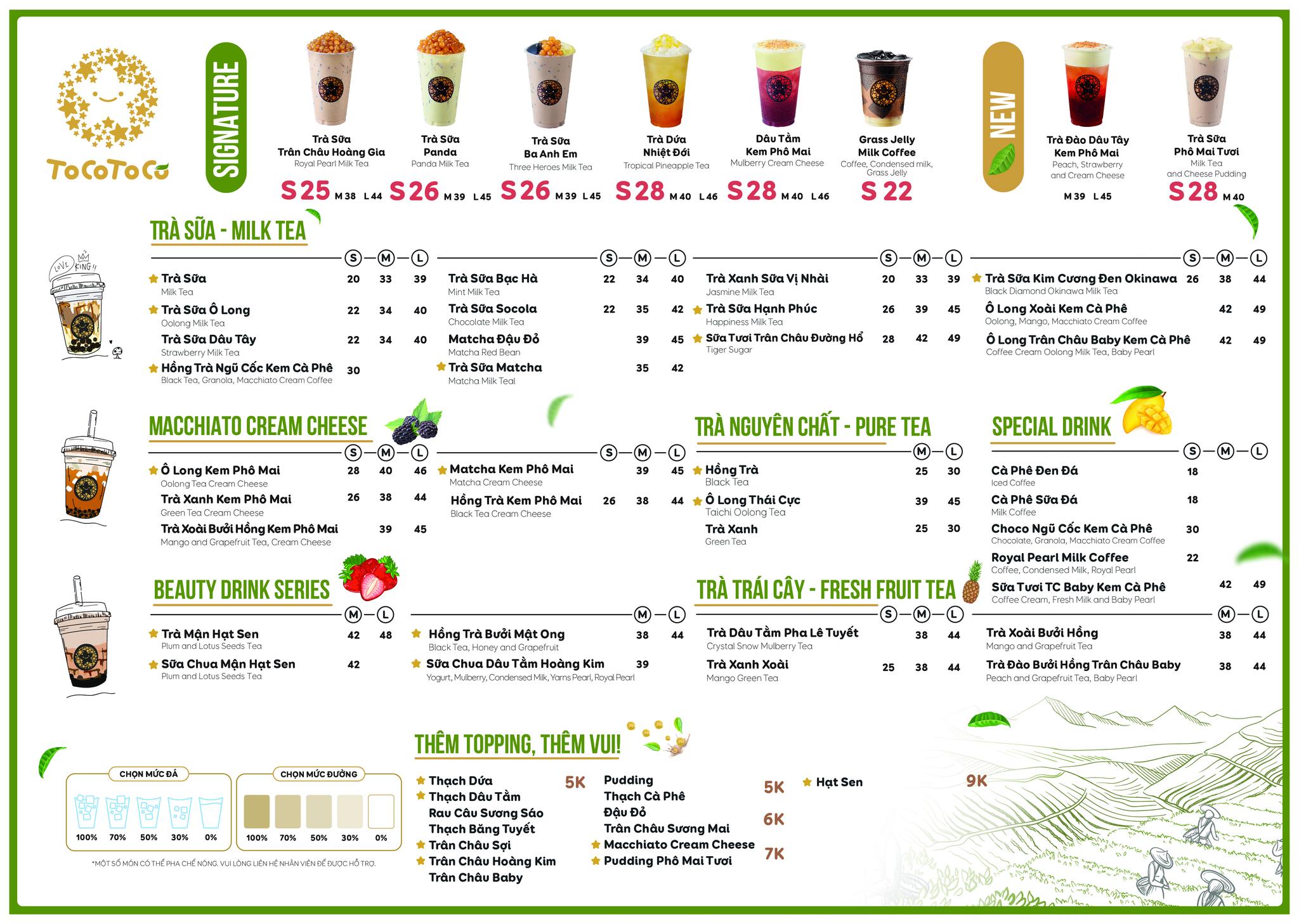 Menu của TocoToco