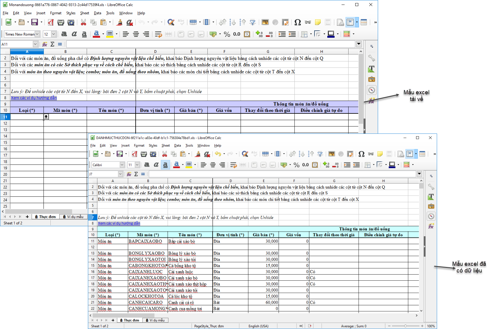 Dùng công cụ Excel để quản lý quán ăn nhỏ