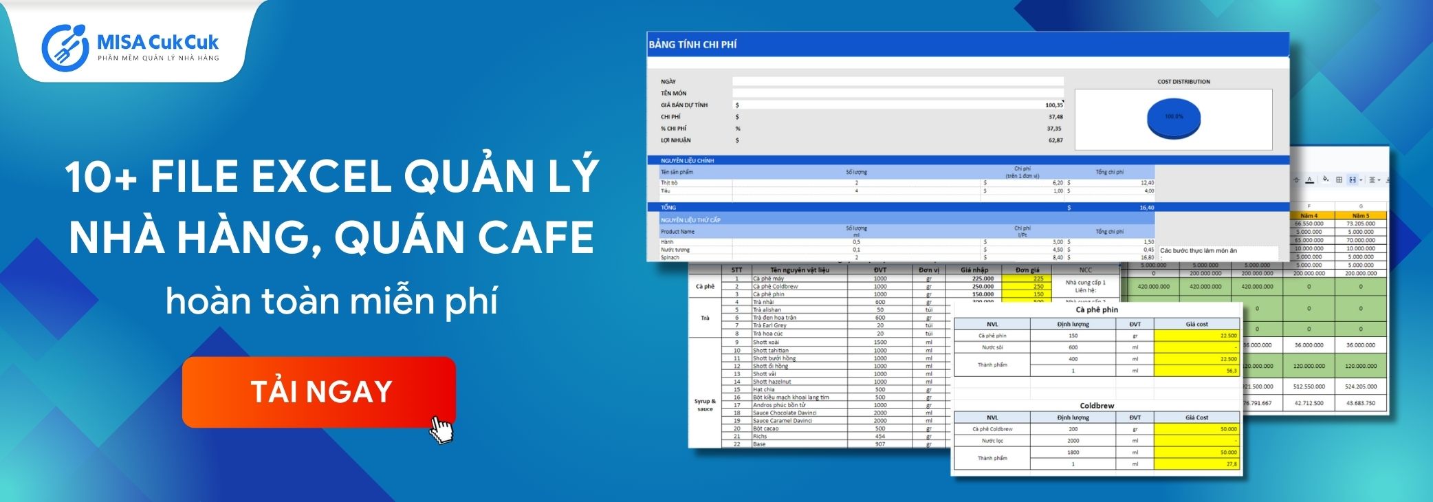 mẫu file excel nhà hàng