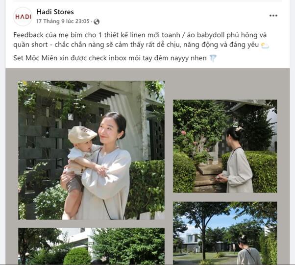 mẫu content feedback quần áo