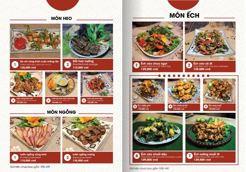 Menu Bánh tráng Phú Cuờng