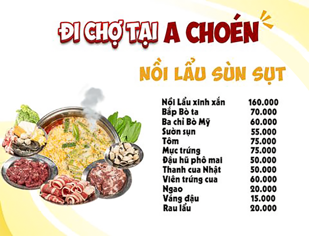 Menu lẩu A Choén