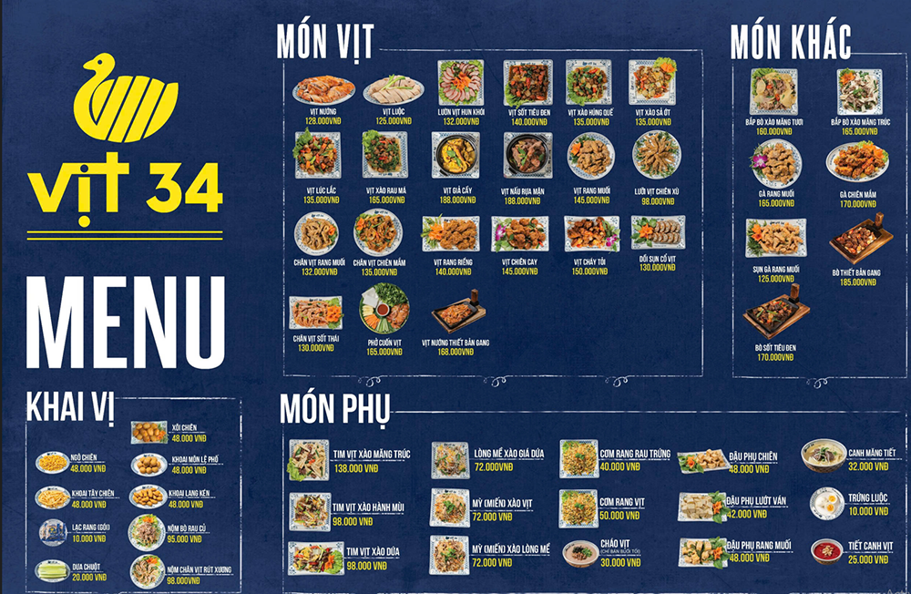 Menu Vịt 34