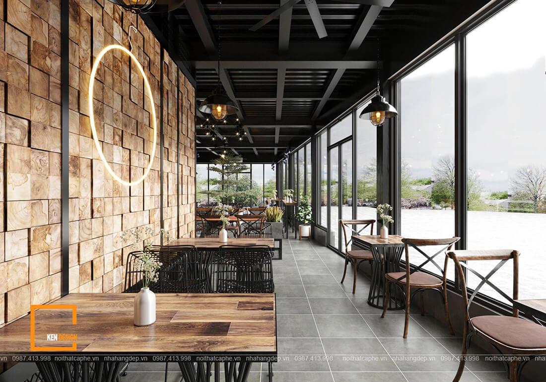 Trang trí quán cafe đẹp đơn giản theo phong cách Industrial