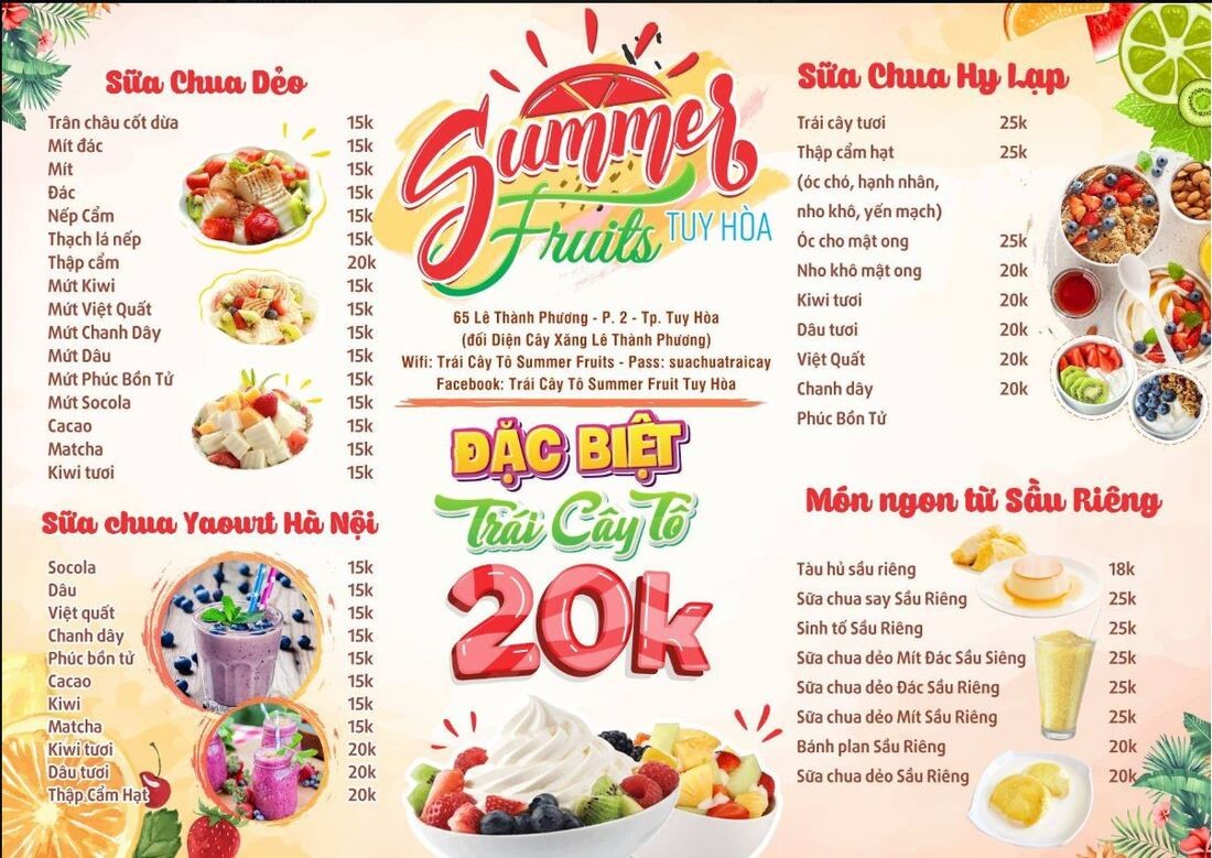 menu đồ ăn vặt