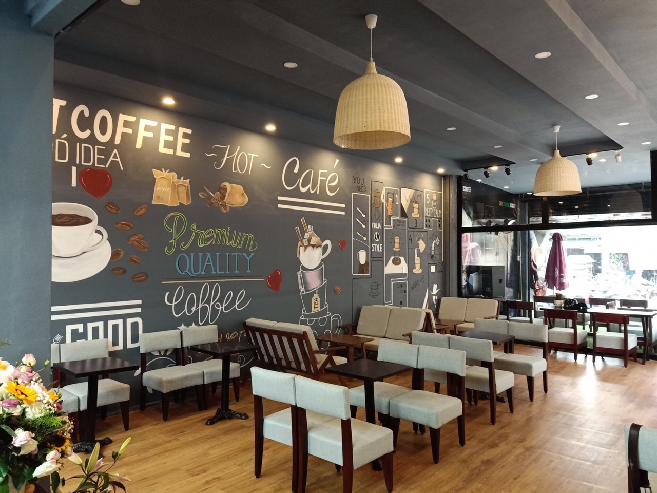 mặt bằng quán cafe